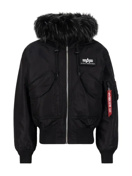 ALPHA INDUSTRIES Žieminė striukė Hooded juoda balta