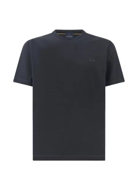 Tricou Paul & Shark cu decolteu în V din jerseu albastru