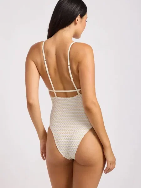 Seafolly jednodielne plavky dámske V Neck béžová
