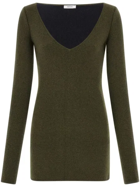 Rochie Ferragamo de lână de costum verde