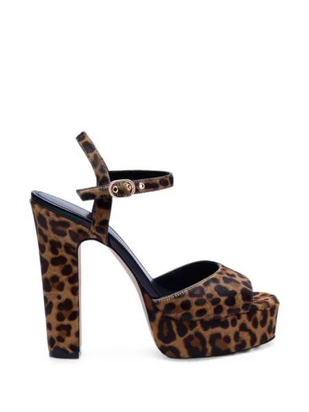 Sandale Stuart Weitzman cu platformă cu imagine cu model leopard maro