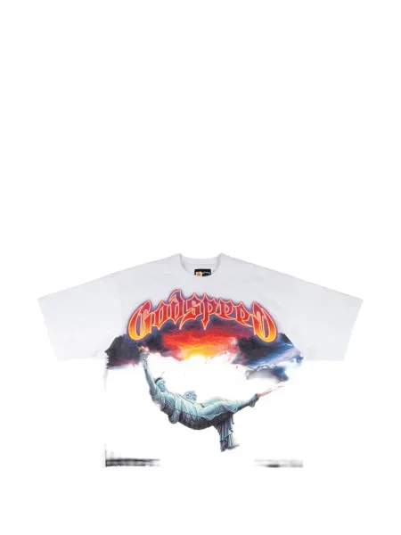 Tricou Godspeed cu imagine alb