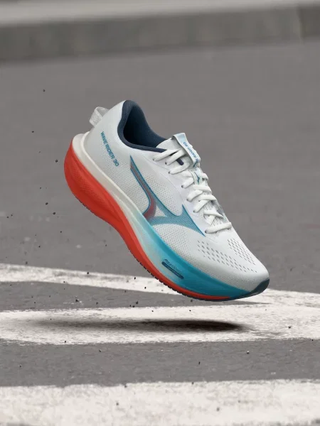 Pánske bežecké topánky Mizuno Wave Rider 30 white/blue jewel/orange biela