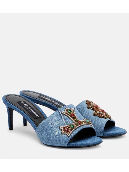 Mules Dolce&gabbana s kristali modra