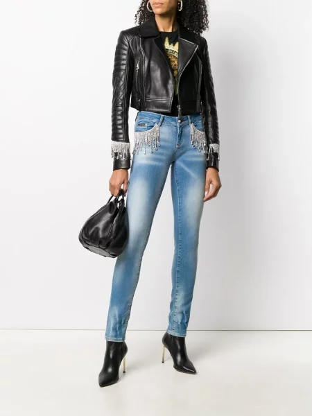 Džinsai Philipp Plein su kutais mėlyna