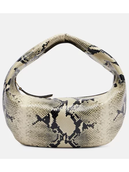 Torebka skórzana Khaite skórzana w wężowy wzór beżowa