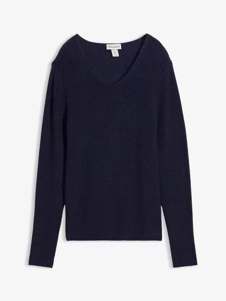 Sweter z prążkowanej dzianiny z czystej bawełny organicznej niebieski