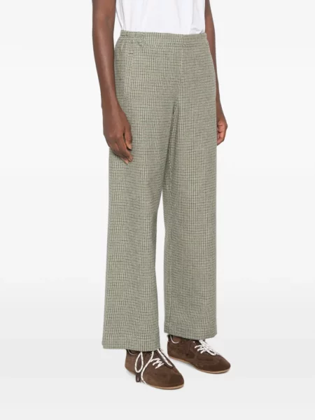 Pantaloni Niu' în carouri verde