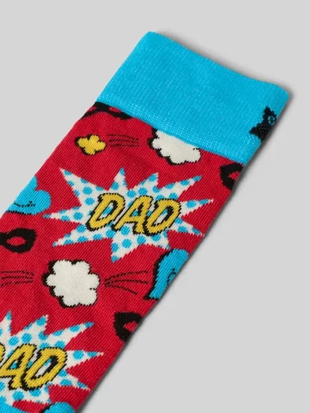 Skarpety z prążkowanym wykończeniem Happy Socks czerwone