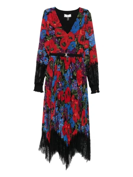 Rochie midi Nissa cu model floral cu imagine din dantelă roșu