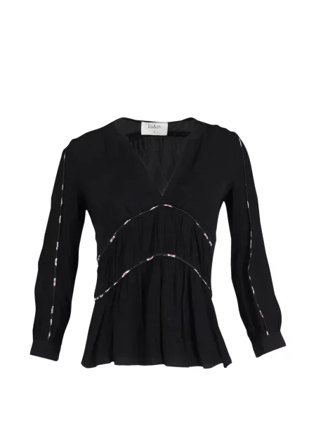 Top Ba&sh cu model floral cu imagine cu decolteu în V negru