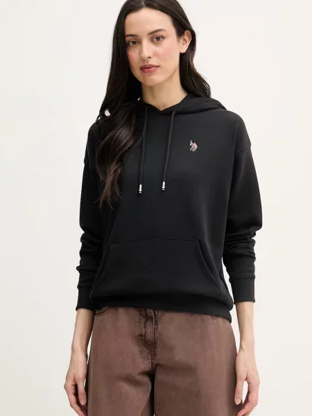 U.S. Polo Assn. mikina s kapucí s bavlnou DHM Hoodie černá