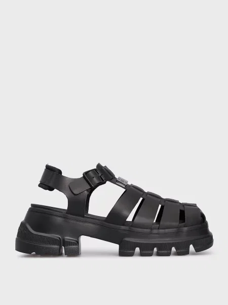 Шкіряні босоніжки Tommy Jeans чорні