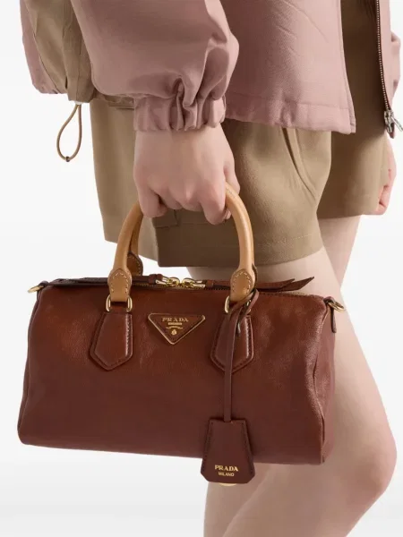 Top Prada din piele maro