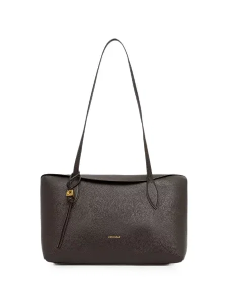 Geantă shopper Coccinelle din piele cu imagine maro