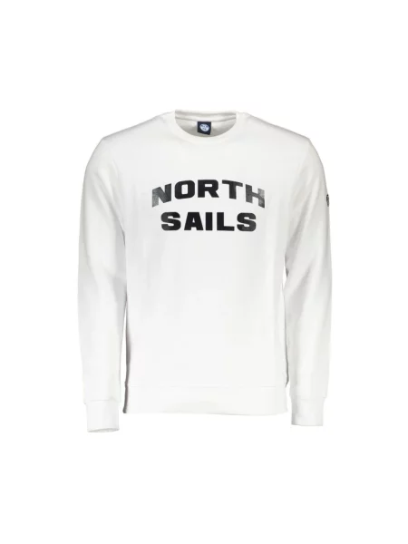 Bluza z kapturem North Sails z okrągłym dekoltem klasyczna z autografem biała
