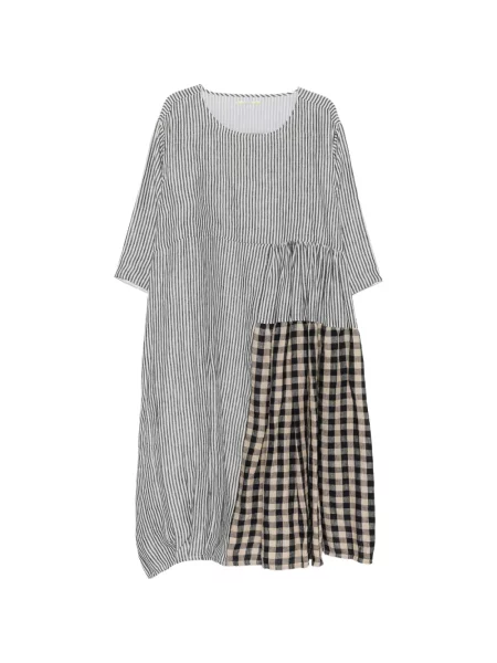 Ριγέ μίντι φόρεμα Aodress λευκό