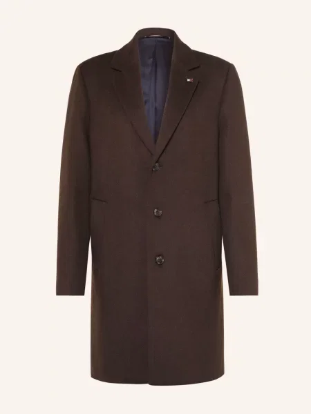Vlněný kabát Tommy Hilfiger hnědý