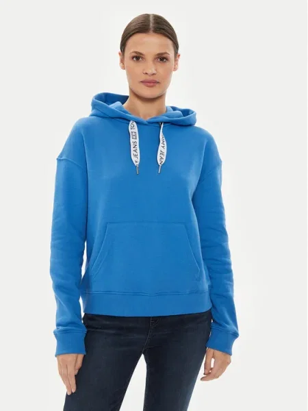 Tommy Jeans Bluză Logo Drawcord Boxy Fit albastru