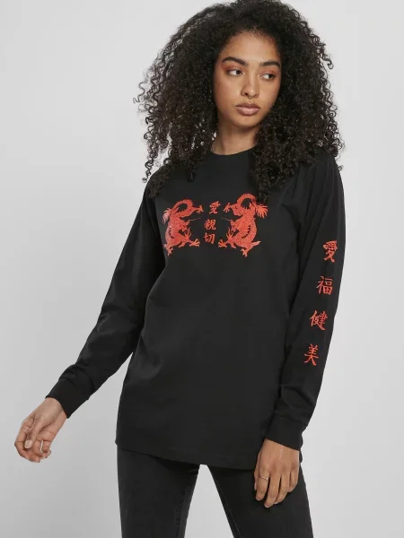 Tricou cu mânecă lungă Mister Tee negru