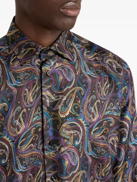 Cămașă Etro de mătase cu imagine cu model paisley negru
