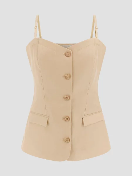 Лляна Майка GUESS бежевий