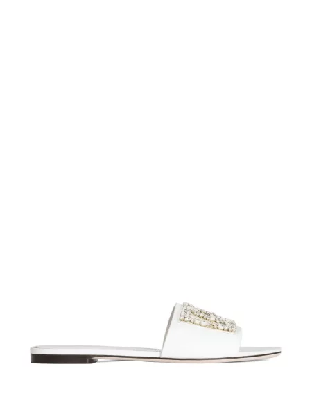 Sandale Dolce & Gabbana cu broderie fără toc alb