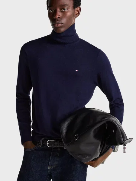 Кашемірова водолазка Tommy Hilfiger для гольфу синя