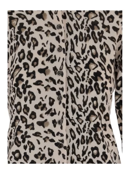 Cardigan Allude cu imagine cu model leopard cu decolteu rotund
