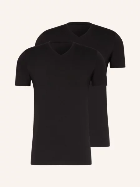 Falke Trička S Výstřihem Do V Daily Comfort 2 Kusy V Balení černá