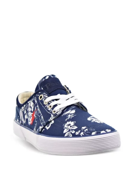 Kožené tenisky Polo Ralph Lauren s přezkou s potiskem hnědé