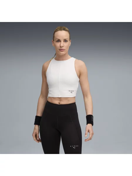 Prążkowana koszulka na ramiączkach PUMA x HYROX o skróconym kroju biała
