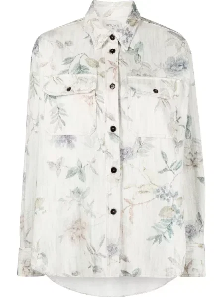 Cămașă Forte_forte cu model floral cu imagine albastru