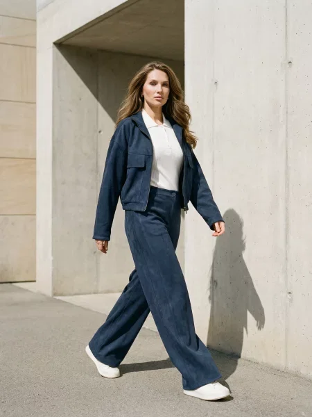 Замшевые повседневные брюки Seventeen синие