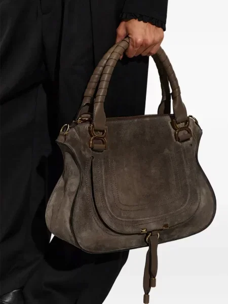 Geantă shopper Chloé din piele de căprioară gri