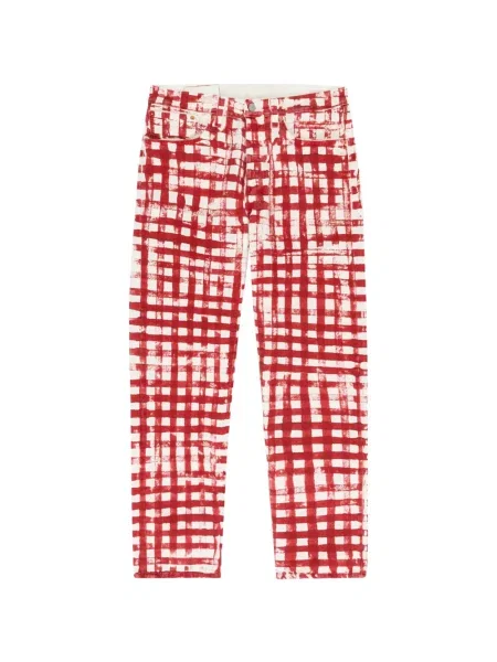 Pantaloni Denim Tears în carouri roșu