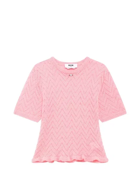 Pulover Msgm tricotate cu volane roz