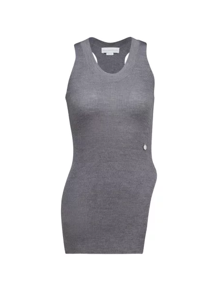 Top Stella Mccartney fără mâneci asimetric gri