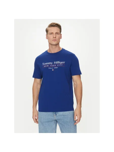 Tommy Hilfiger Póló Center Stack Regular Fit kék