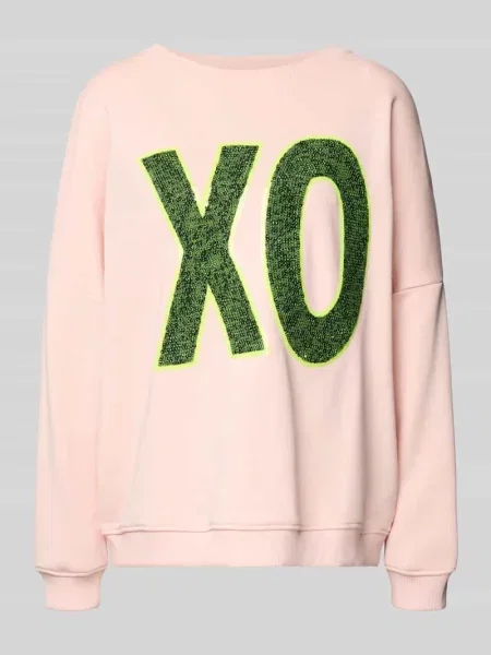 Bluza o kroju oversized z cekinowym obszyciem model ‘XO’ Miss Goodlife różowa