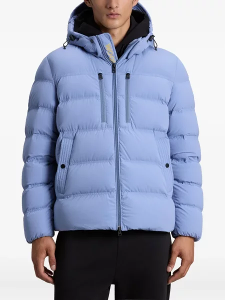 Geacă cu puf Woolrich cu glugă stretch albastru