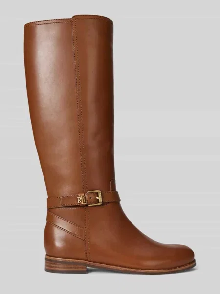 Kozaki skórzane ze sprzączką model ‘BROOKE’ Lauren Ralph Lauren