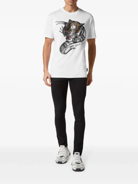 Raštuotas marškinėliai Philipp Plein balta