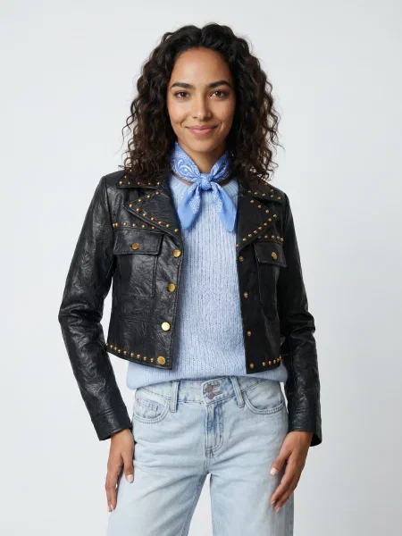 Geanta de piele Michael Michael Kors cu tepi negru