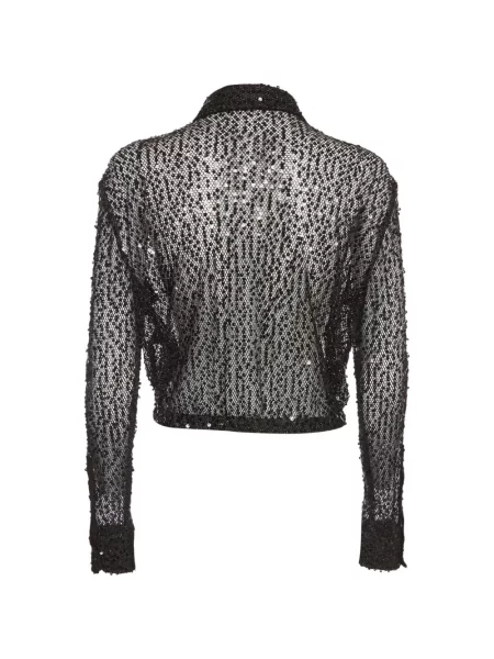 Top Maje cu paiete negru