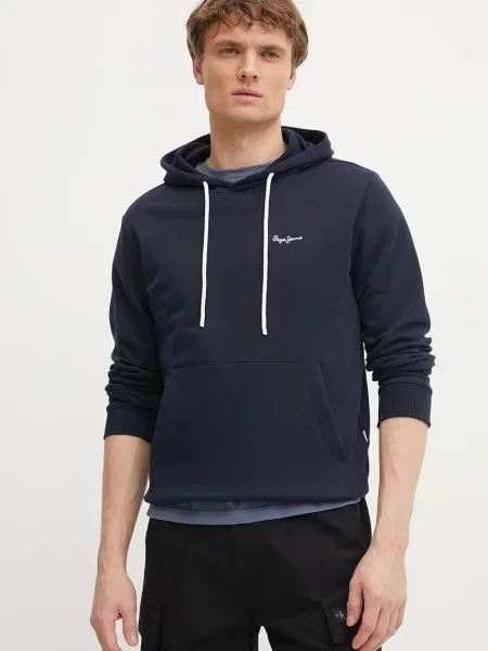 Pepe Jeans hanorac de ESSENTIAL HOODIE barbati marin cu glugă neted albastru