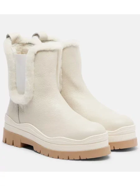 Cizme scurte Bogner din piele alb