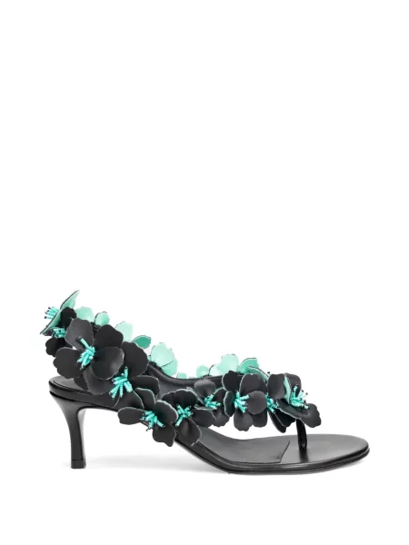 Sandale Rabanne cu model floral cu aplicații negru