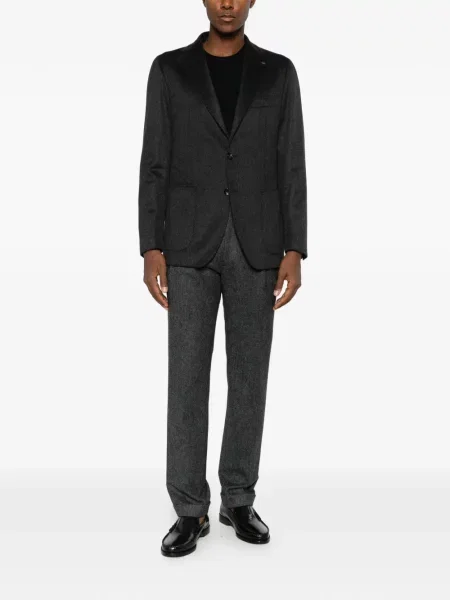 Pantaloni Berwich de lână cu model herringbone gri