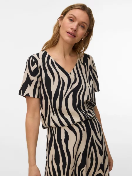 VERO MODA Bluză VMMYMILO grej negru